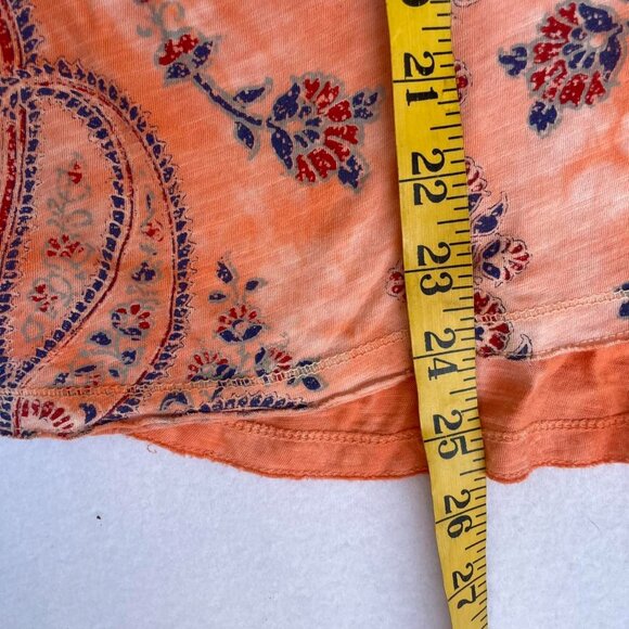 Lucky Brand Paisley Off-Shoulder Coral Peach Shirt Sz S Spring Summer Boho - Picture 4 of 4